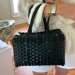 Black Recycled Plastic Woven Handbag